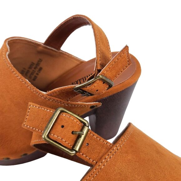 Olivia Miller Studded Lia Clog Heel Cognac Size 8 - Picture 12 of 12